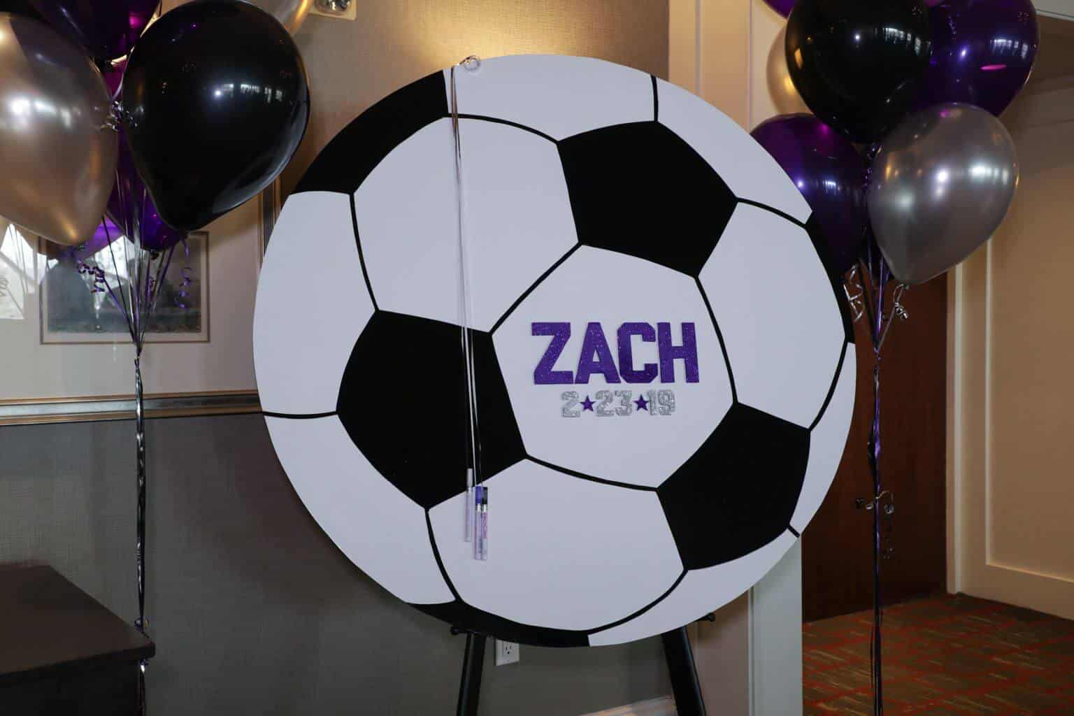 Soccer Ball Sign in Board with Name and Date