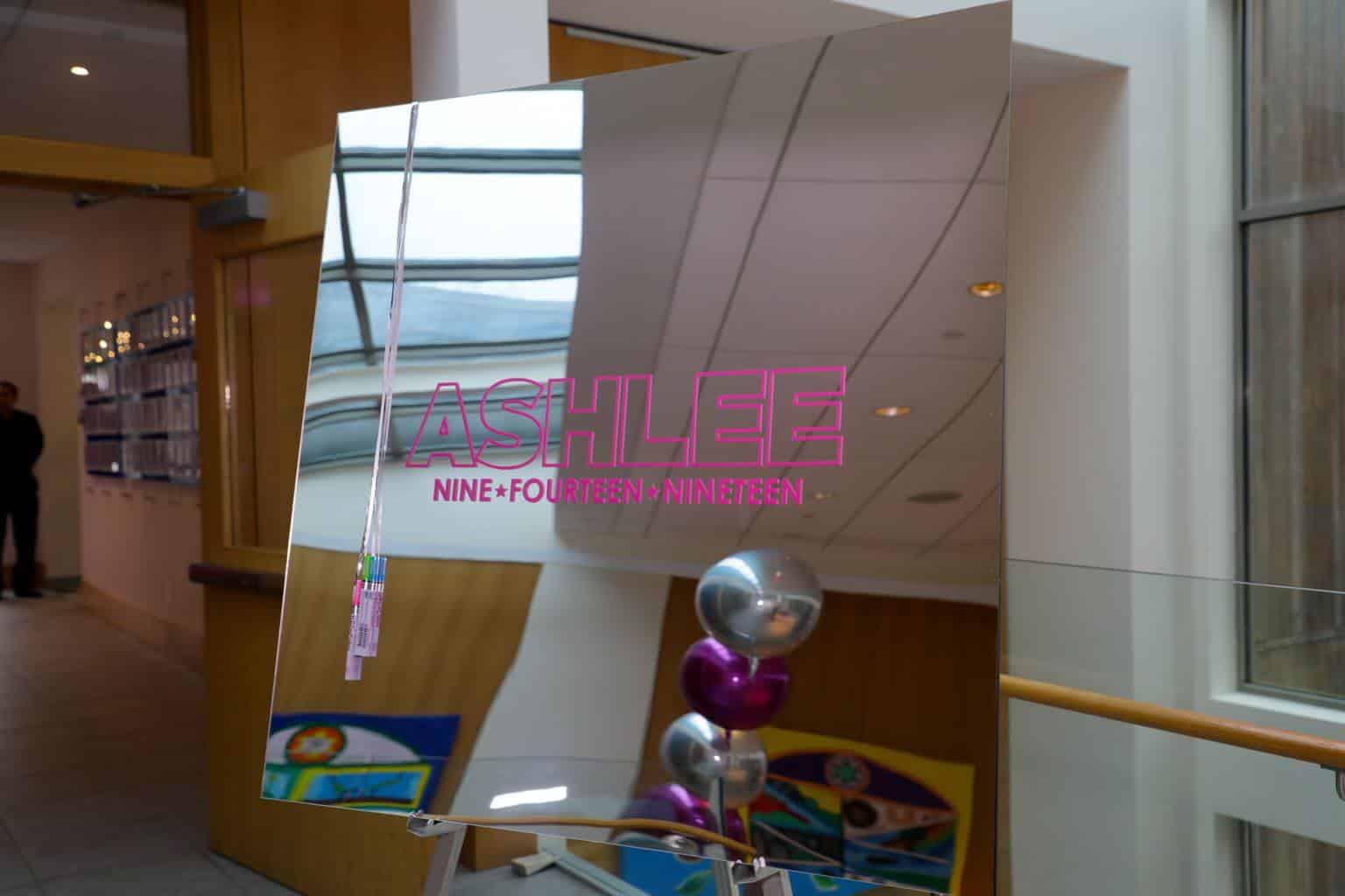 Mirror Sign in Board with Vinyl Logo Decal