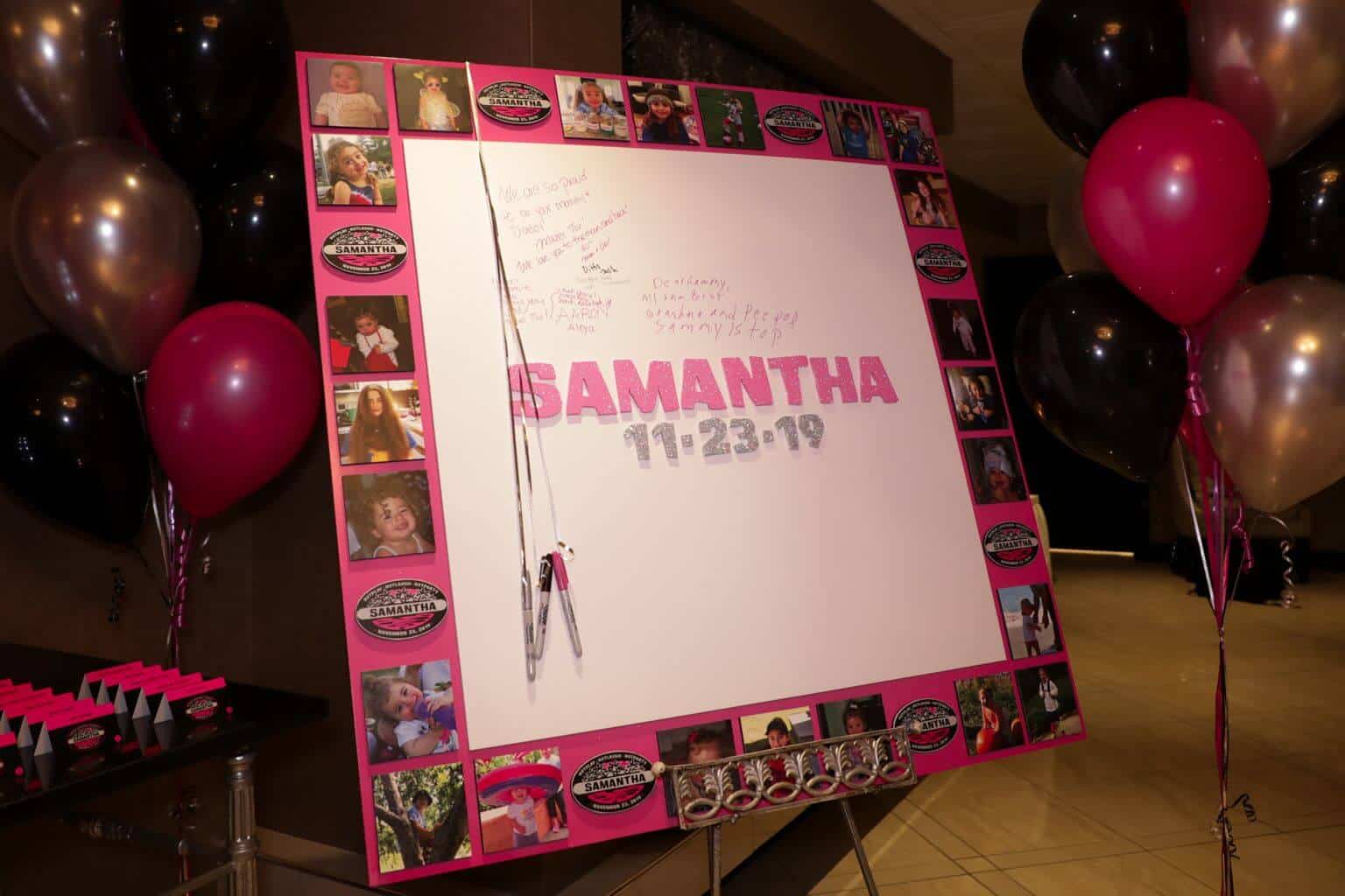Bat Mitzvah Sign in Board with Border of Photos and Logos