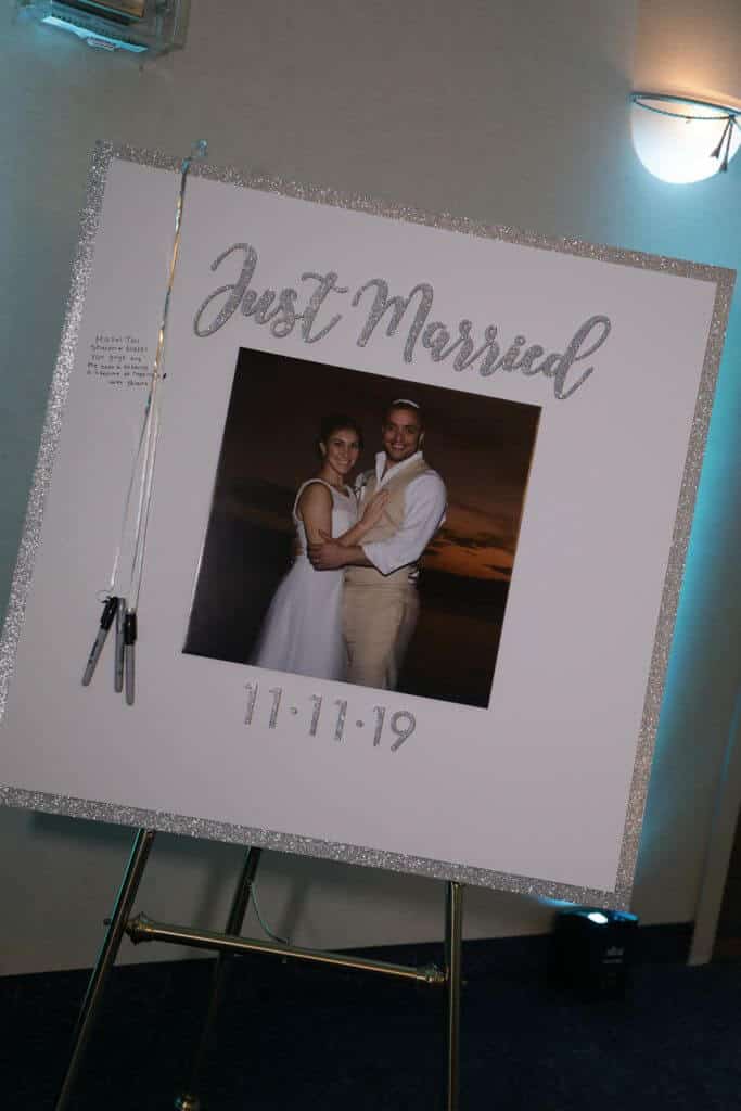 Wedding Party Sign in Board with Glittered Letters and Border