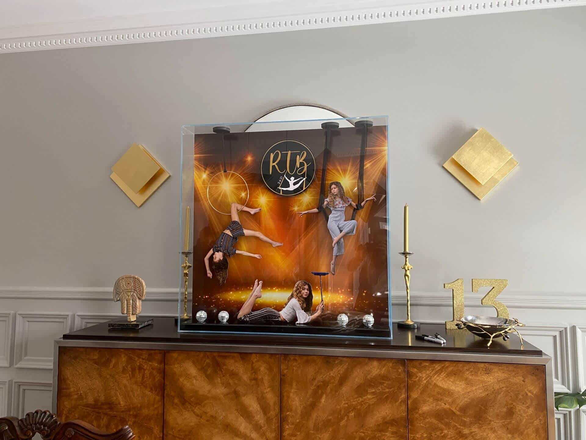 Custom Acrobatic Theme Shadow Box with Cut Outs for Bat Mitzvah