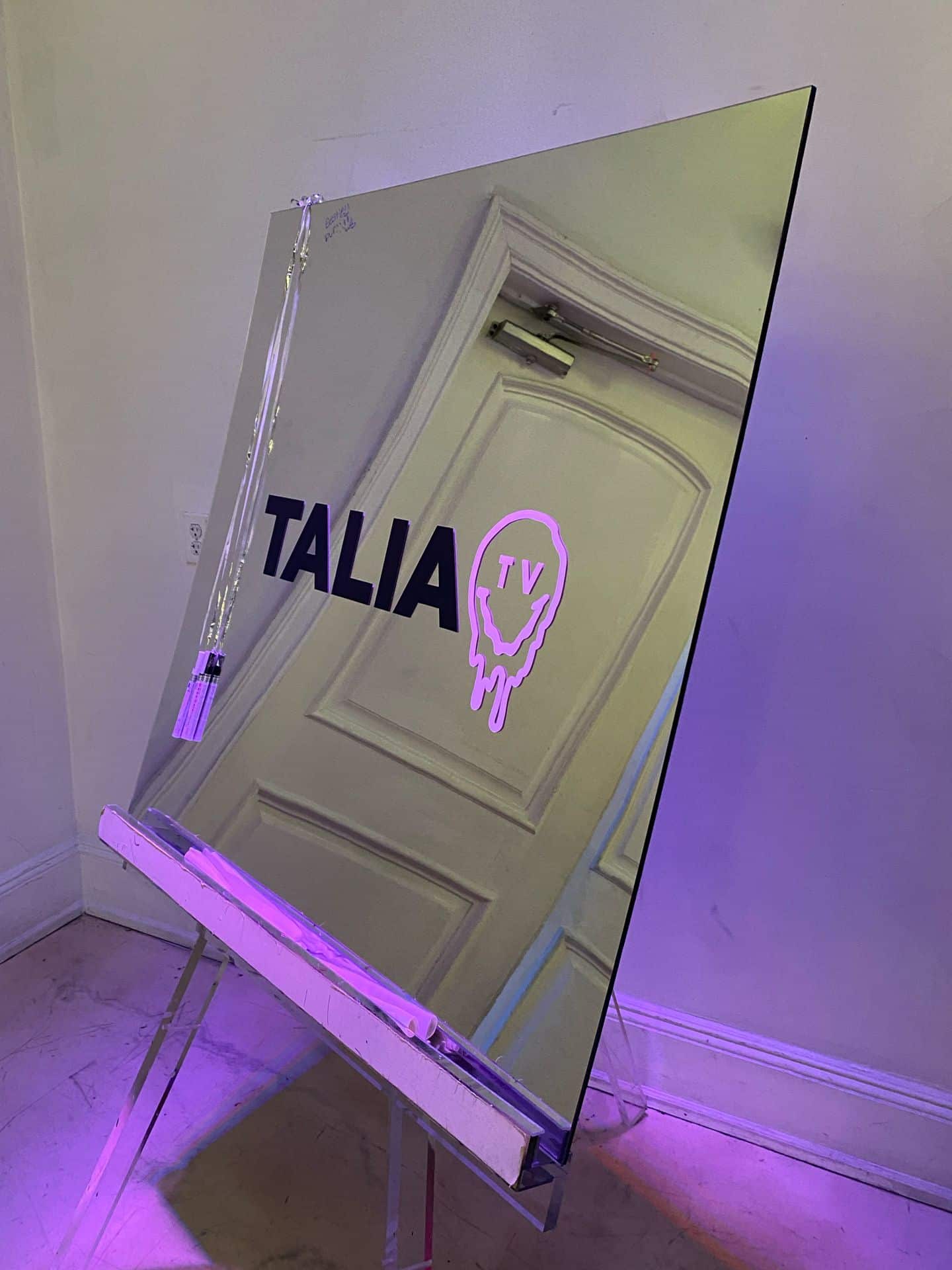 Mirror Sign in Board with Vinyl Logo Decal