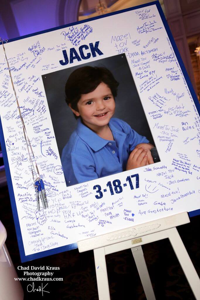 Bar Mitzvah Sign in Board with Blowup Photo, Name and Date