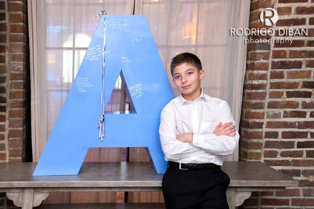 Pale Blue 3D Letter Sign in Board for Bar Mitzvah