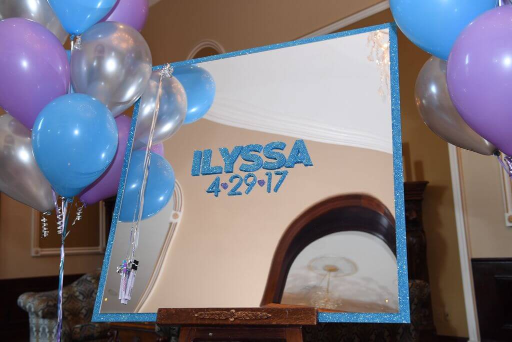 Custom Mirror Sign in Board with Glittered Name and Date