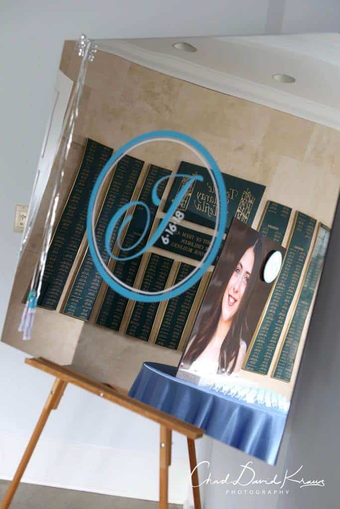 Bat Mitzvah Mirror Sign in Board with Custom Vinyl Logo