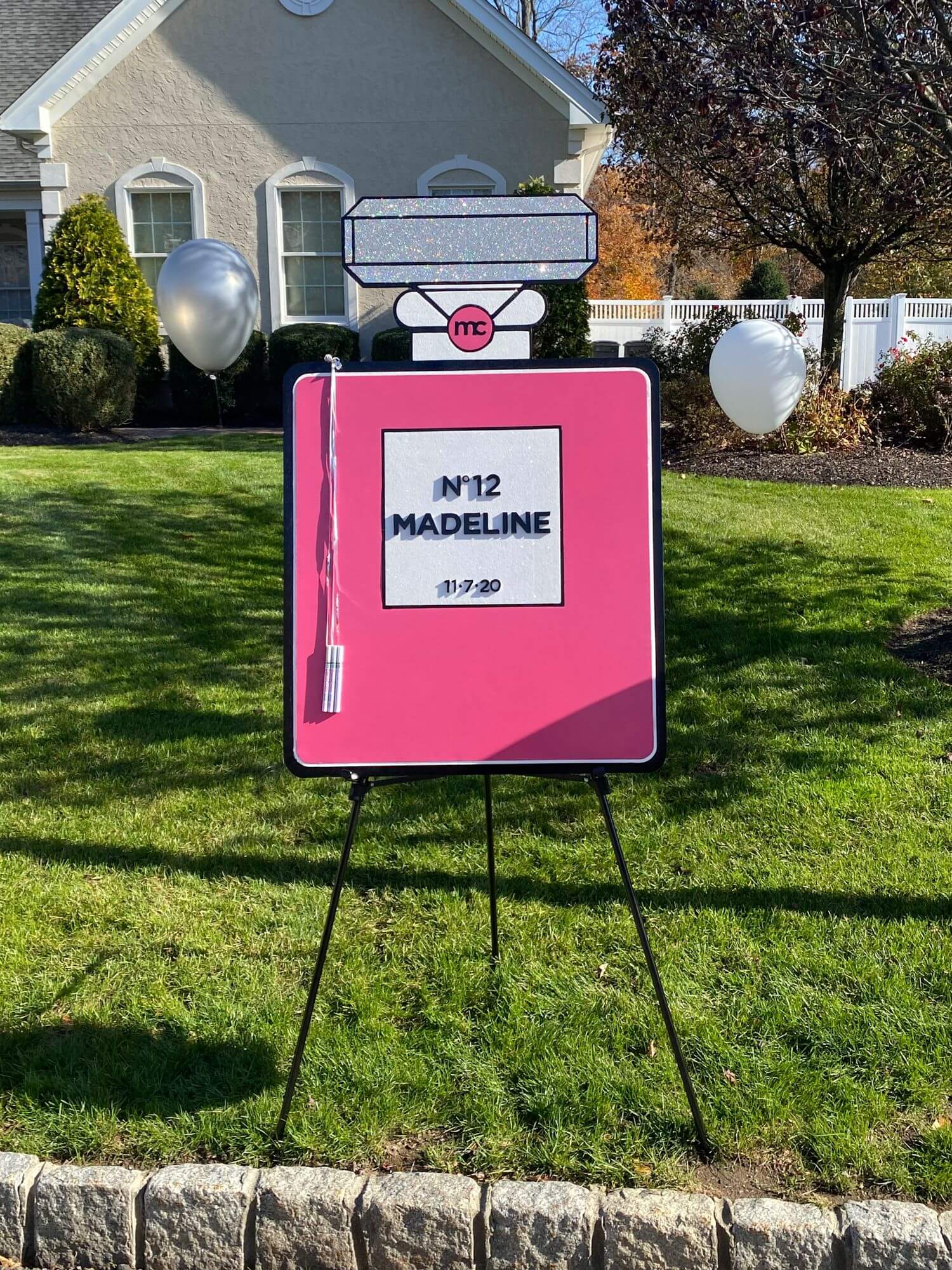Custom Perfume Bottle Sign in Board for Chanel Themed Bat Mitzvah