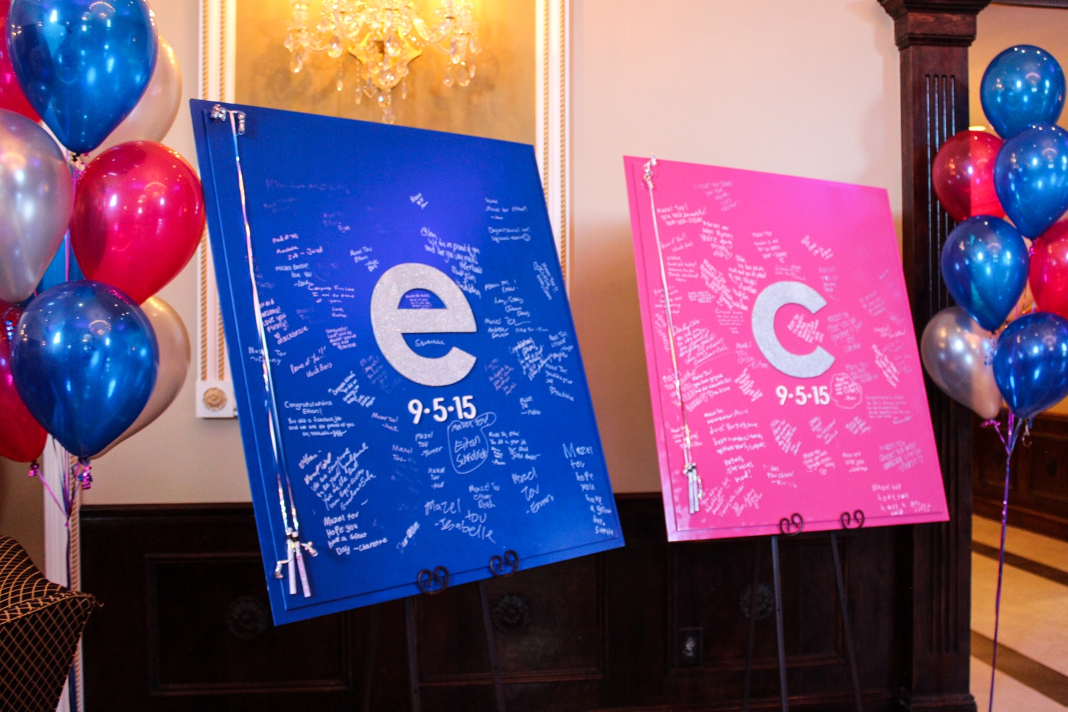 Bnai Mitzvah Sign in Boards with Custom Initials