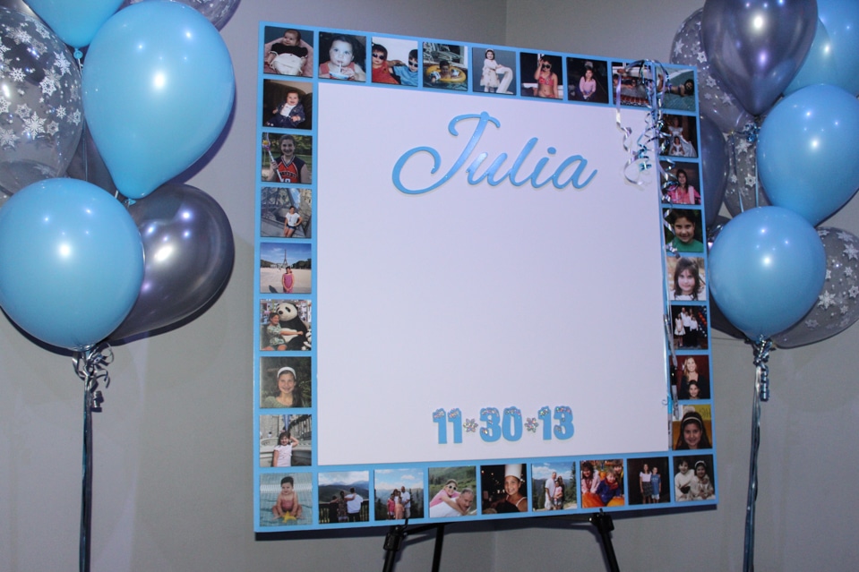 Winter Themed Photo Border Sign in Board