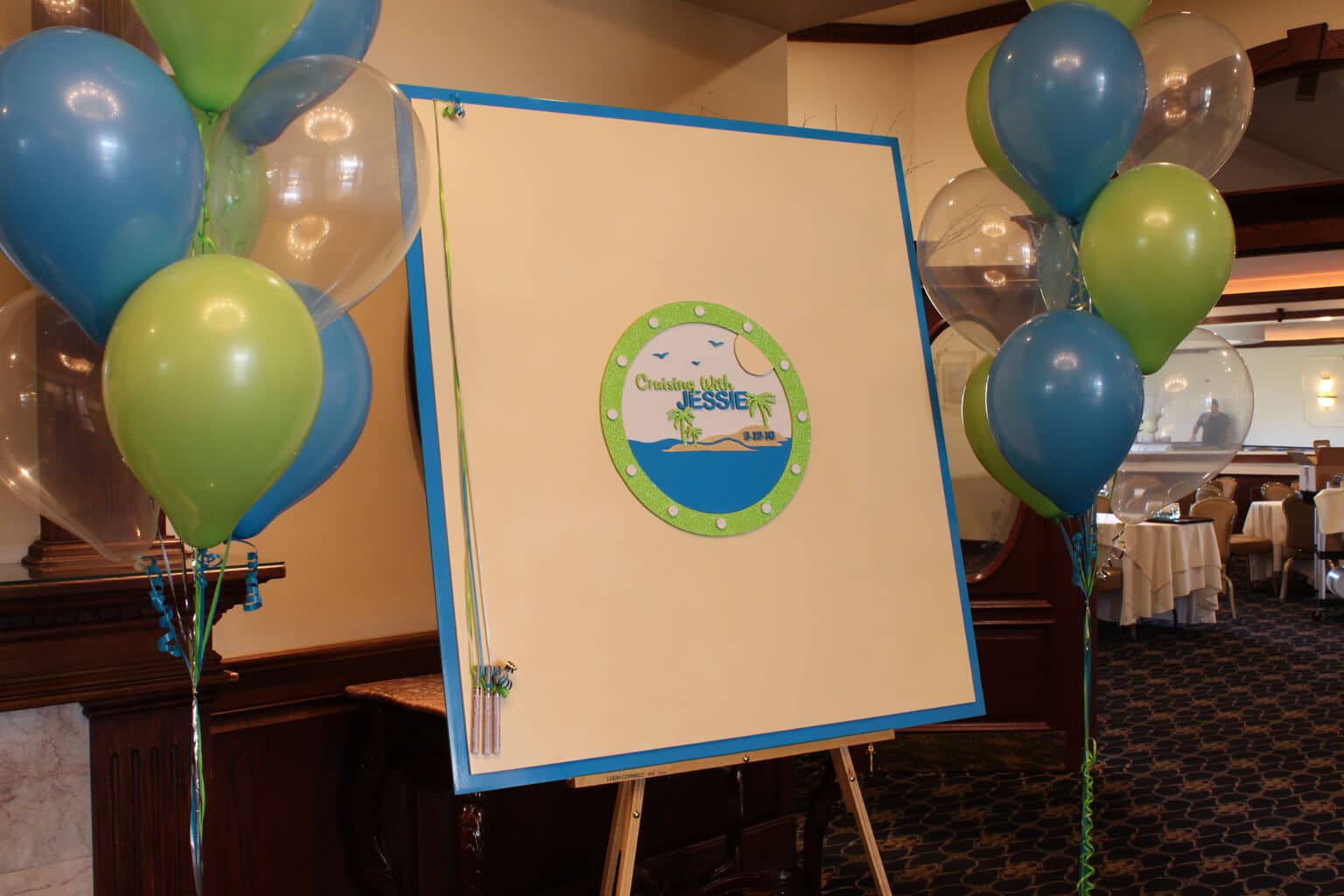 Beach Cruise Themed Bat Mitzvah Sign in Board with Custom Logo