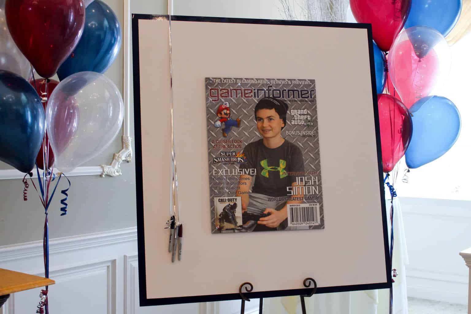 Video Game Sign in Board with Custom Imaged Magazine Cover