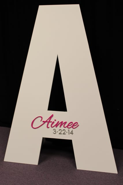 Custom Giant Letter Shaped Sign in Board with Name and Date