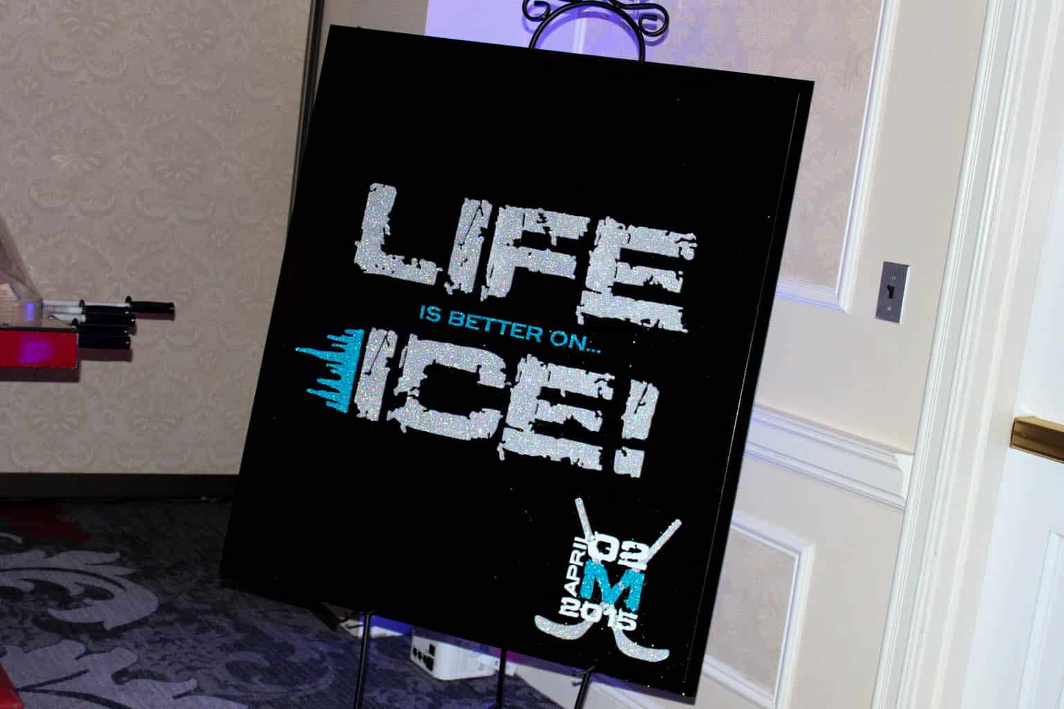 Hockey Themed Bar Mitzvah Sign in Board with Custom Logo