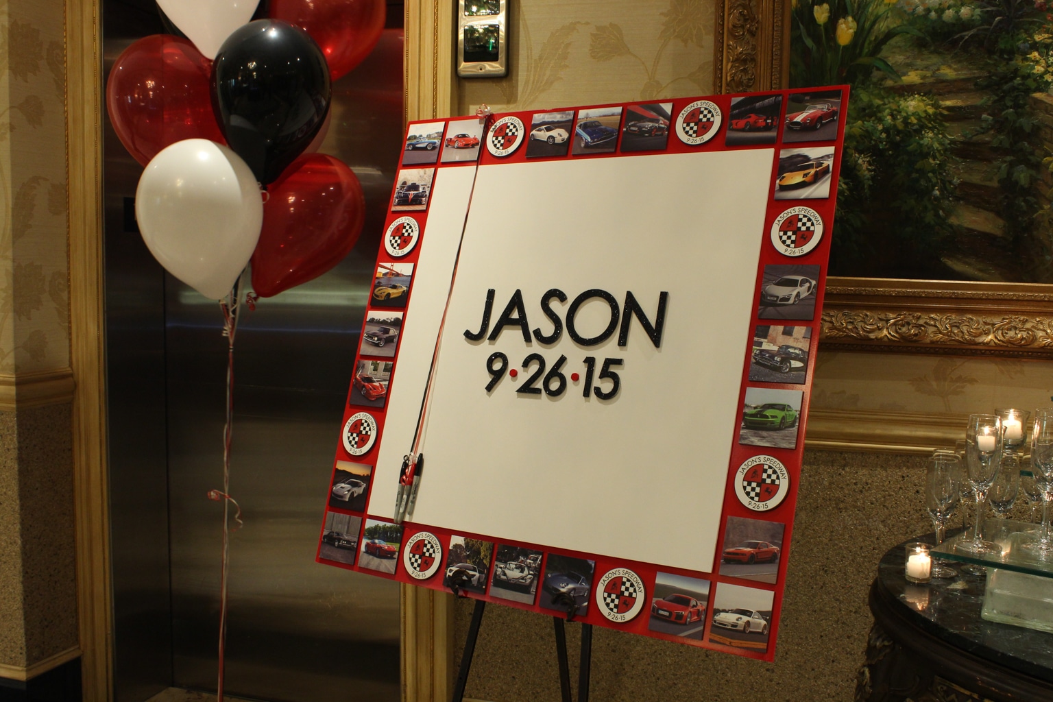 Car Themed Sign in Board with Custom Logo and Car Photos