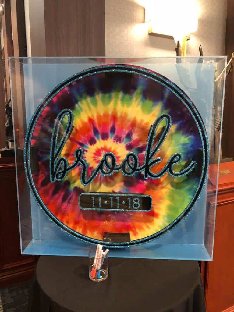 Tie Dye Shadow Box Sign in Board with Custom Logo