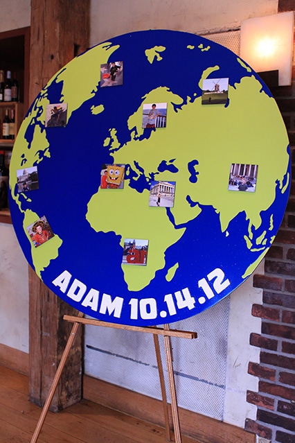 Travel Themed Bar Mitzvah with Globe Shaped Sign in Board and Photos
