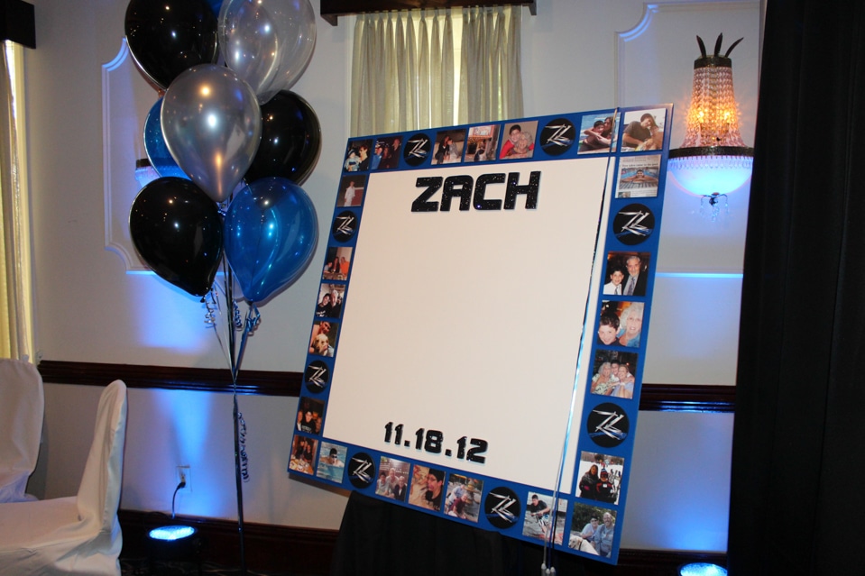 Bar Mitzvah Sign in Board with Photo Border and Balloon Trees
