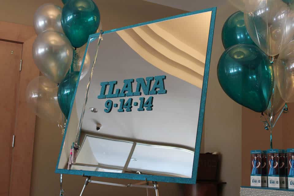 Custom Mirror Sign in Board with Glittered Border and Name and Date