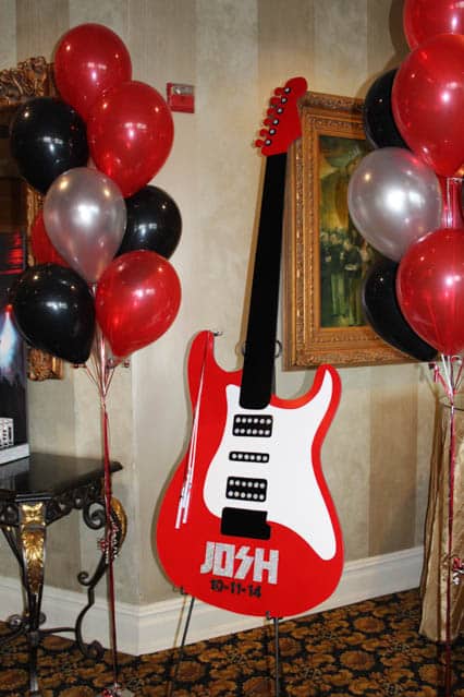 Guitar Shaped Sign in Board for Music Themed Bar Mitzvah