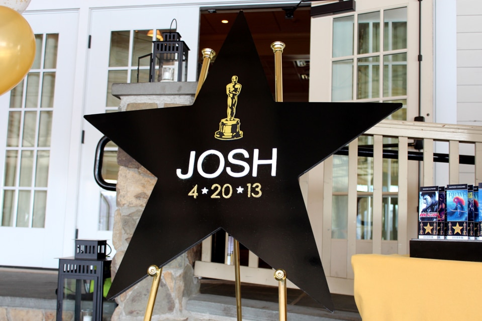 Movie Awards Themed Bar Mitzvah with Star Shaped Sign in Board and Logo