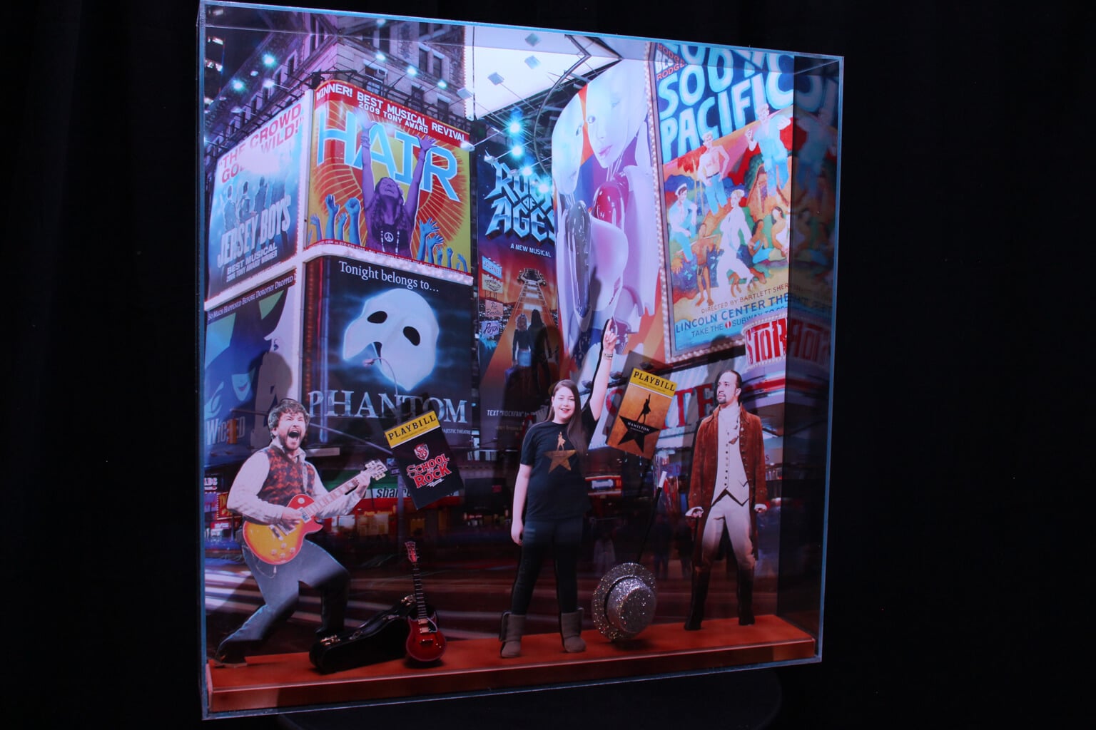 Broadway Themed Shadow Box Sign in Board with Photo Cutouts and Props