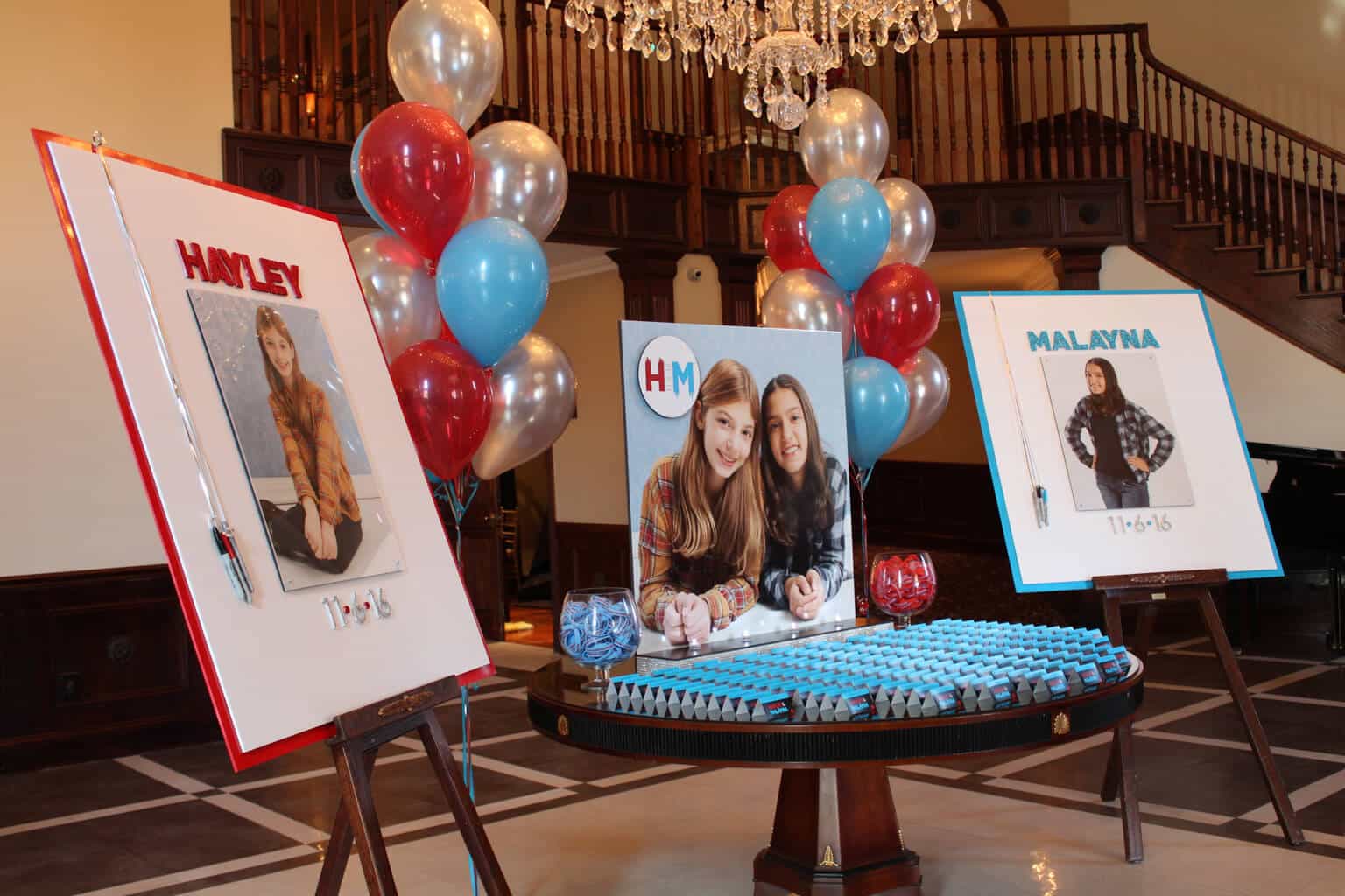 Fire and Ice Themed Sign in Boards with Blowup Photos and Glittered Names