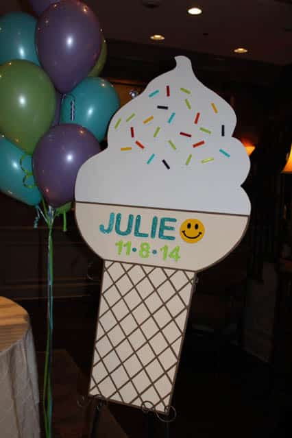 Custom Bat Mitzvah Ice Cream Shaped Sign in Board