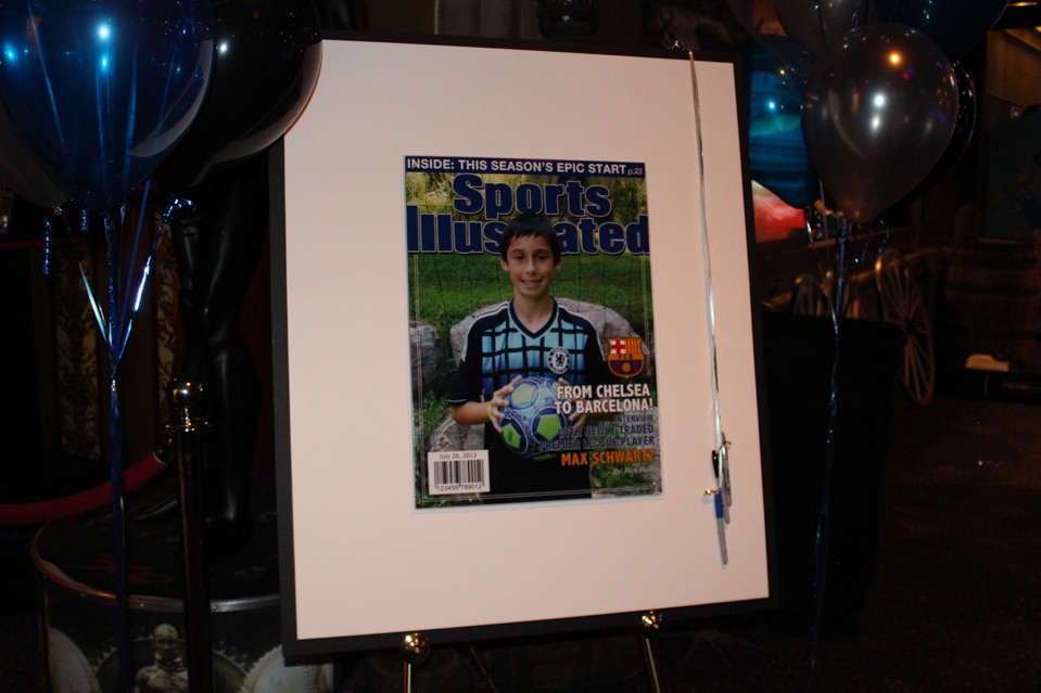 Sports Themed Sign in Board with Custom Imaged Magazine Cover