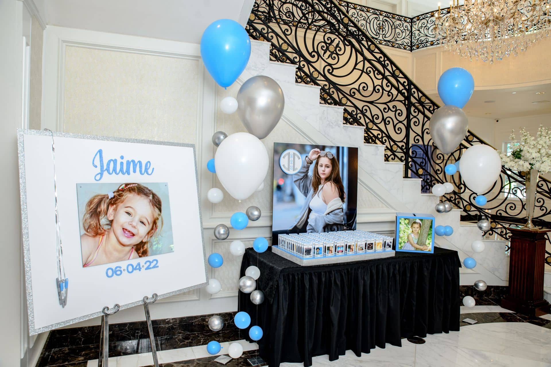 Bat Mitzvah Photo Sign in Board with Glittered Name and Date