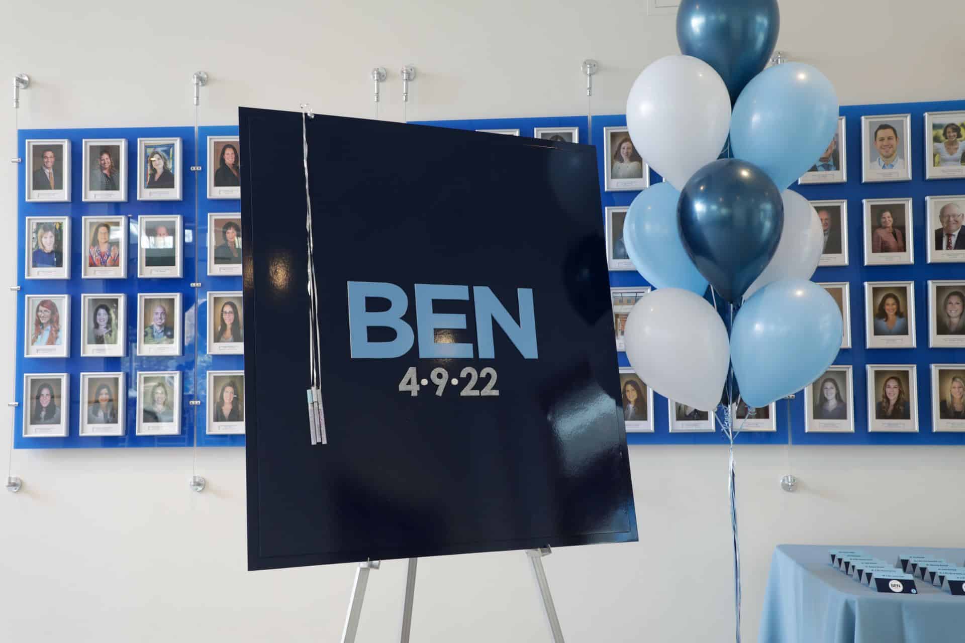 Bar Mitzvah Sign in Board with Name and Date and Balloon Tree Accent