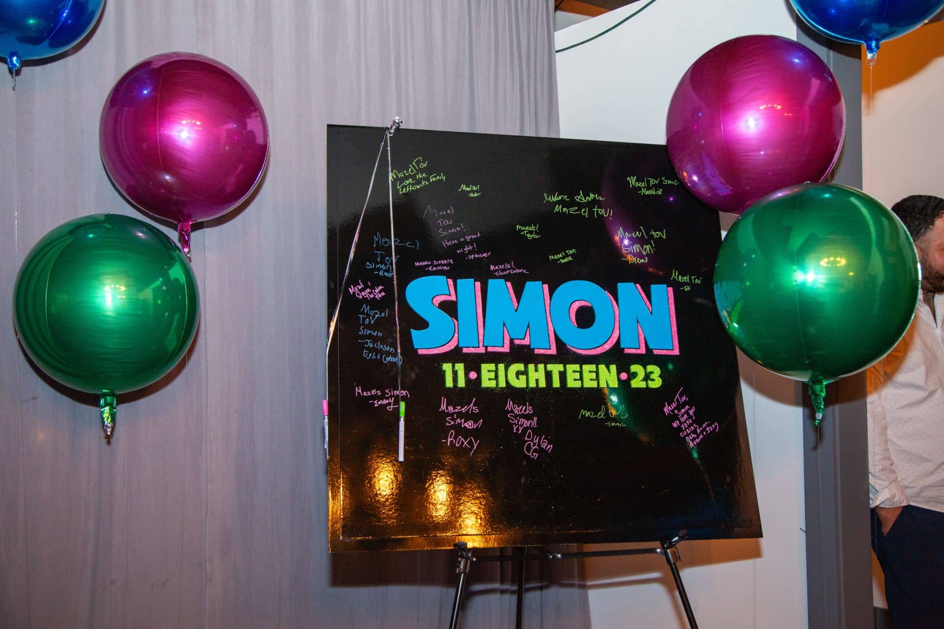 Neon Themed Bar Mitzvah Sign in Board
