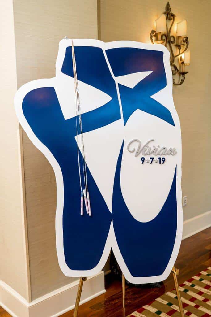 Ballet Shoes Shaped Sign in Board with Glittered Name and Date