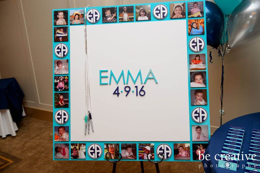 Bnai Mitzvah Sign in Board with Photo and Logo Border