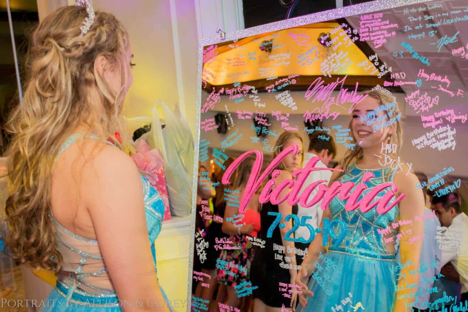 Mirror Sign in Board with Glittered Name & Date