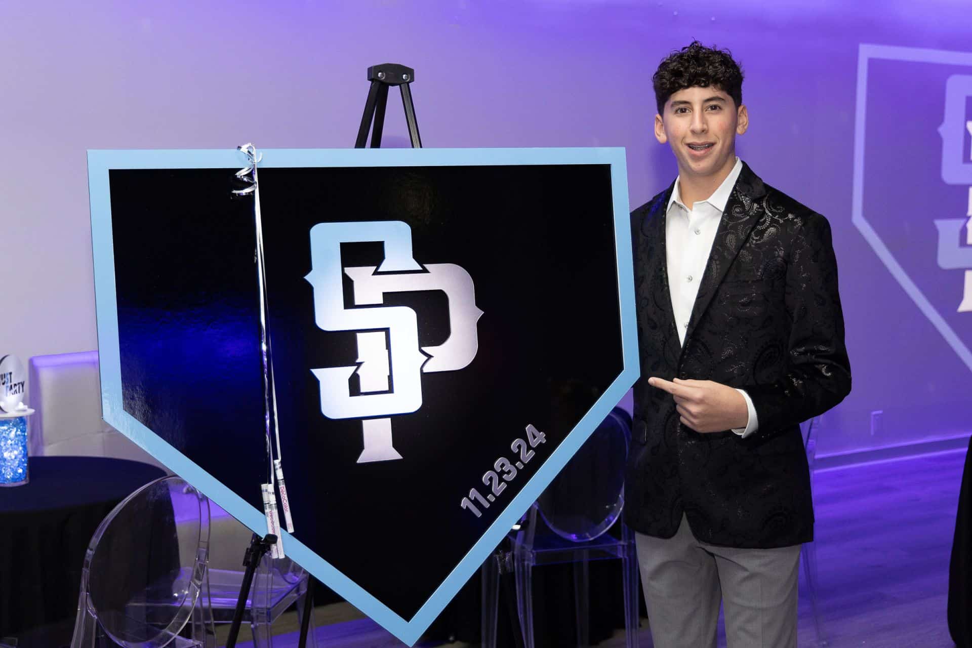Custom Baseball Plate Sign In Board for a Sports Theme Bar Mitzvah