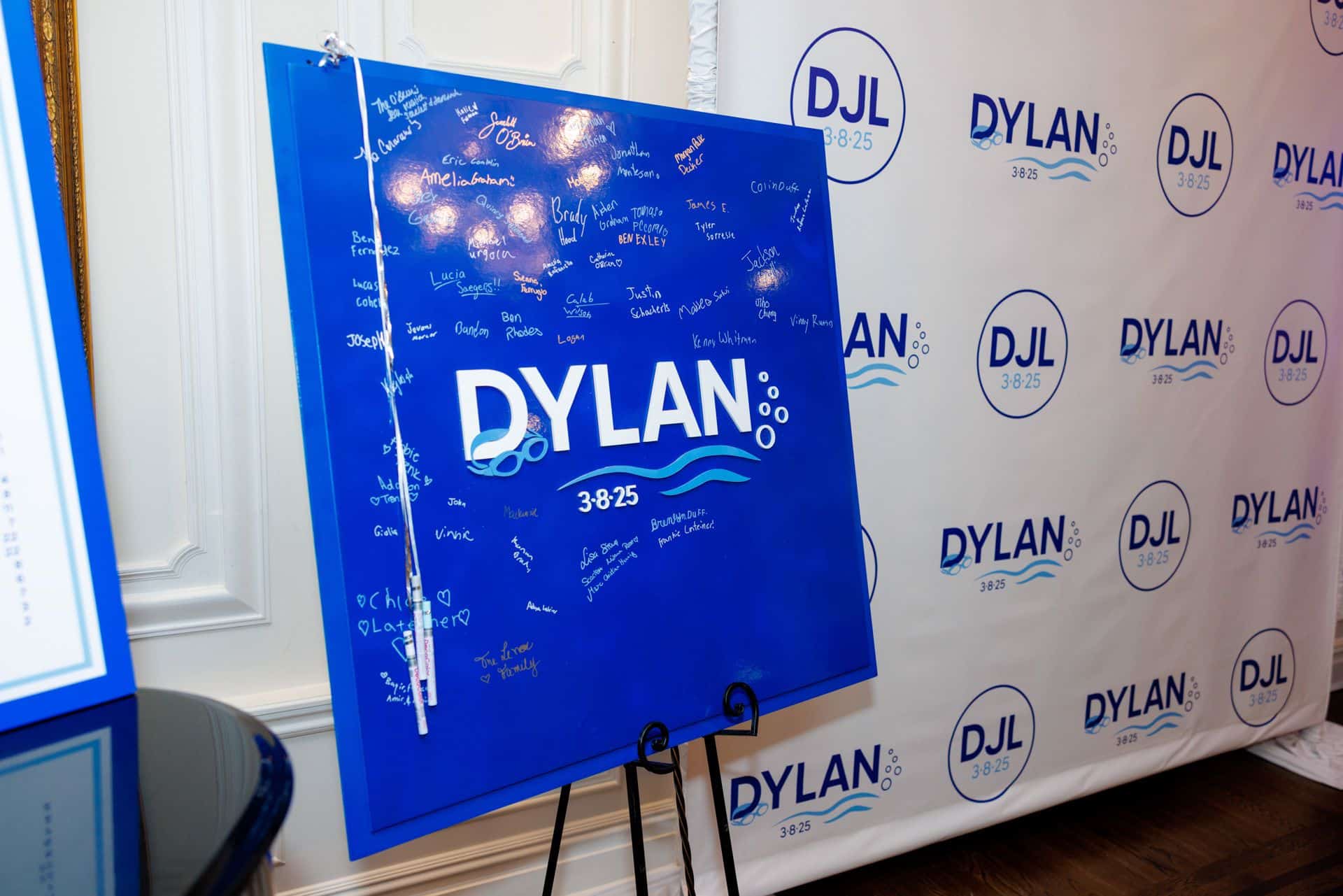 Blue Swimming Themed Sign In Board for Bar Mitzvah