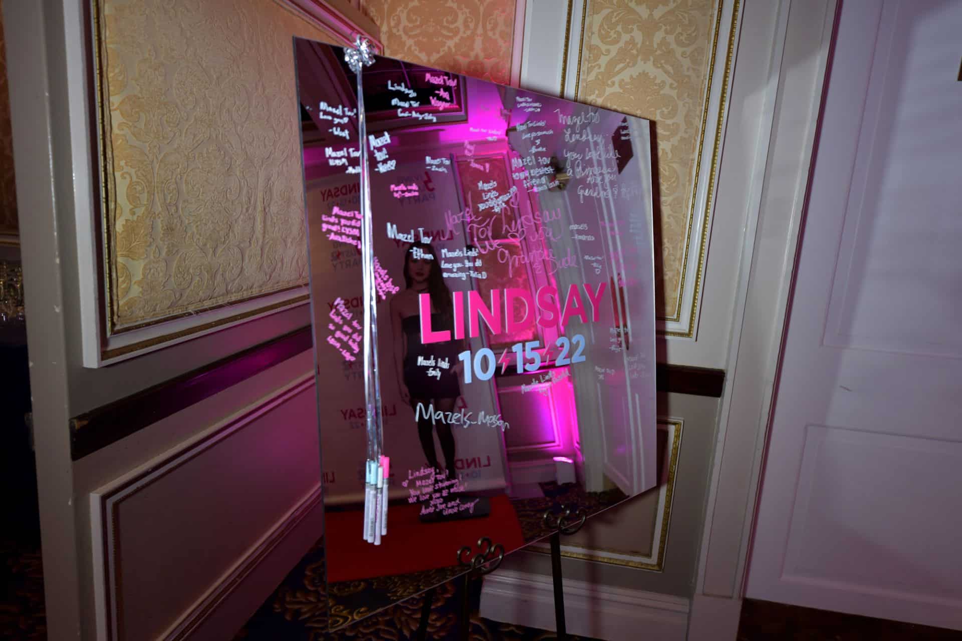 Bat Mitzvah Mirror Sign in Board with Vinyl Name and Date