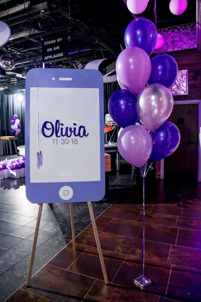 iPhone Cutout Sign in Board with Glittered Name and Date