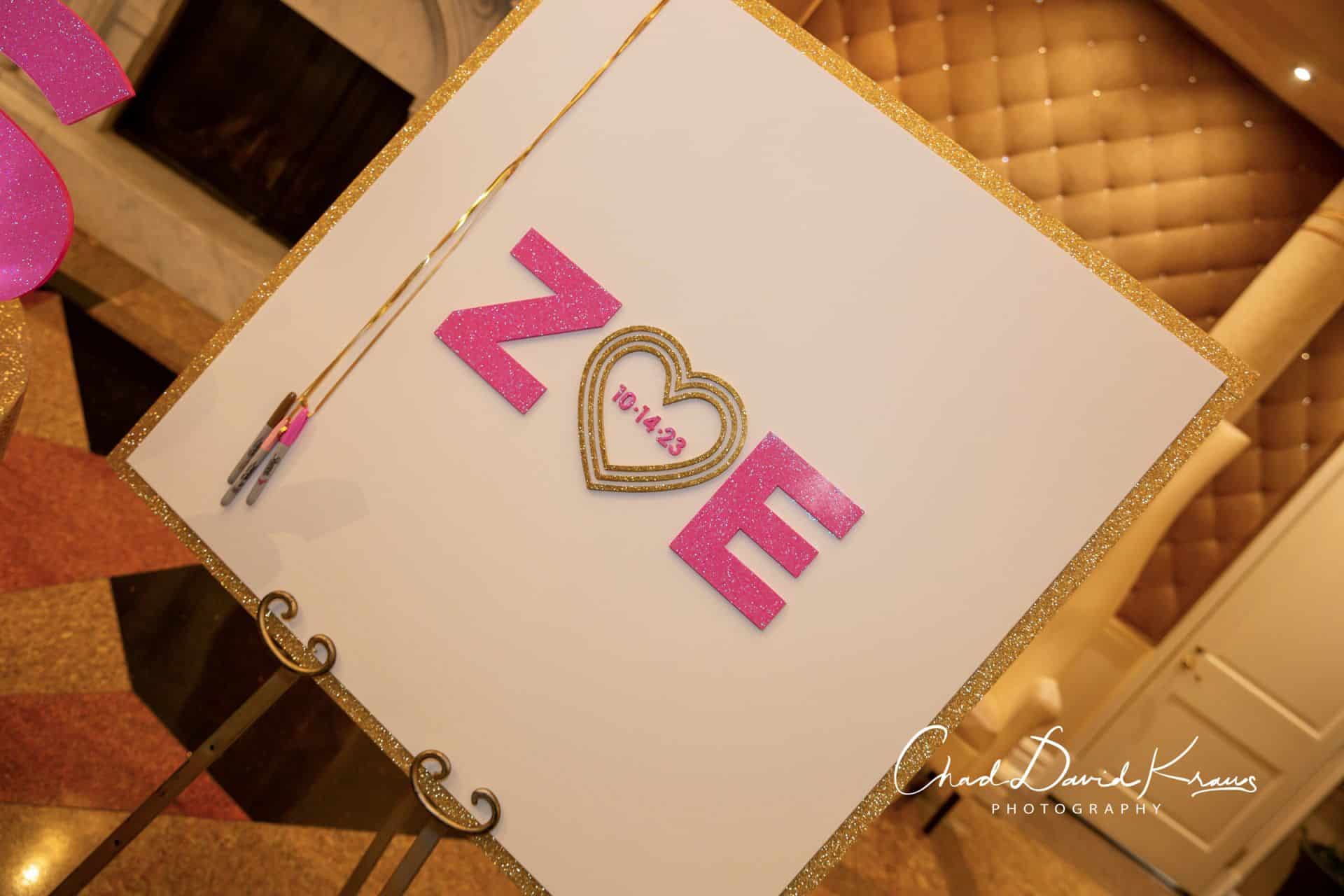 Custom Sign in Board with Glitter Logo for Bat Mitzvah