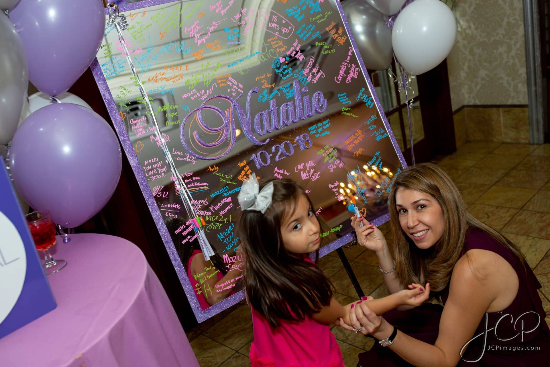 Mirror Sign In Board with Glitter Boarder and Glitter Name/Date