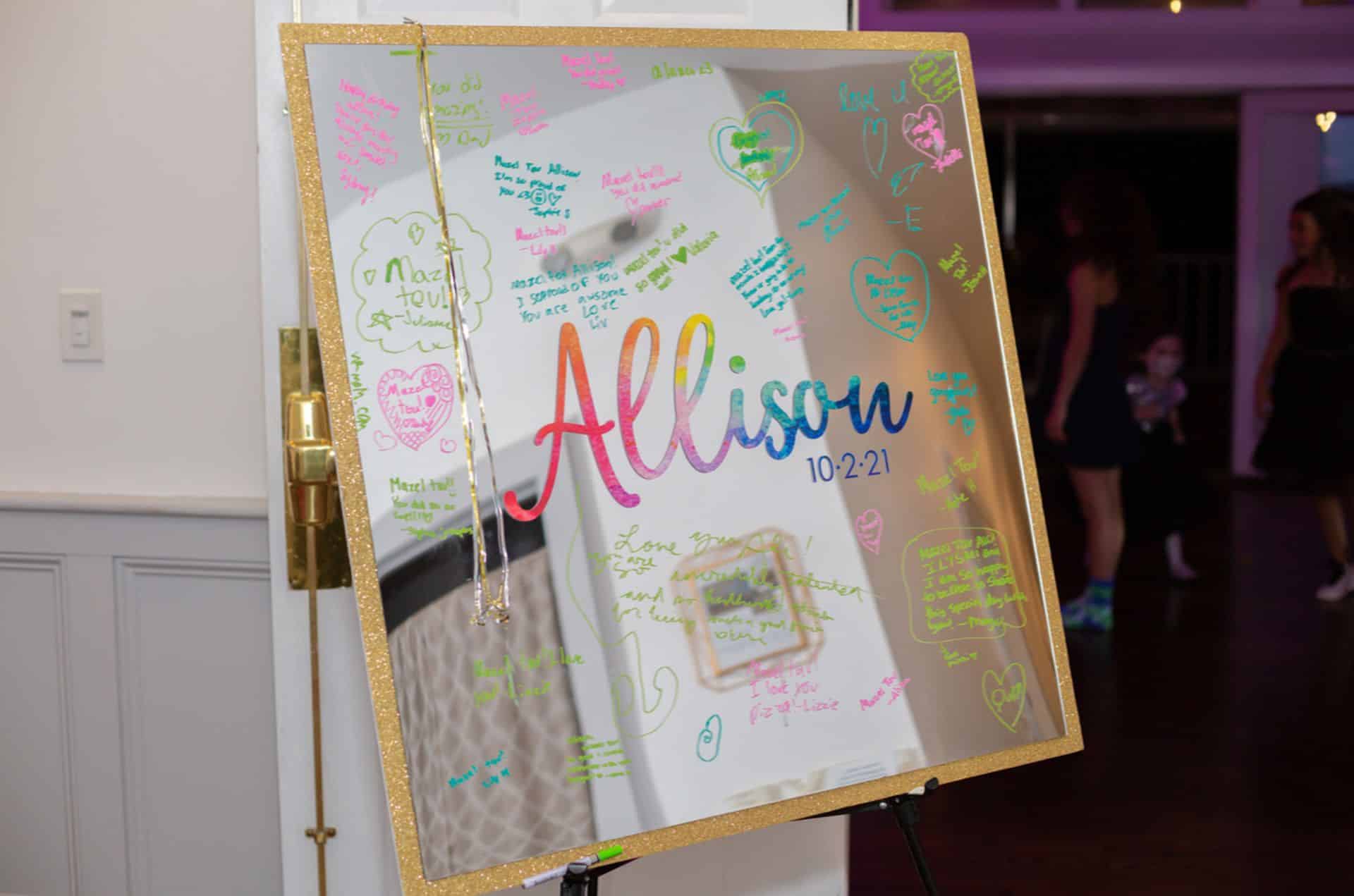 Rainbow Mirror Sign In Board with Gold Glitter Boarder