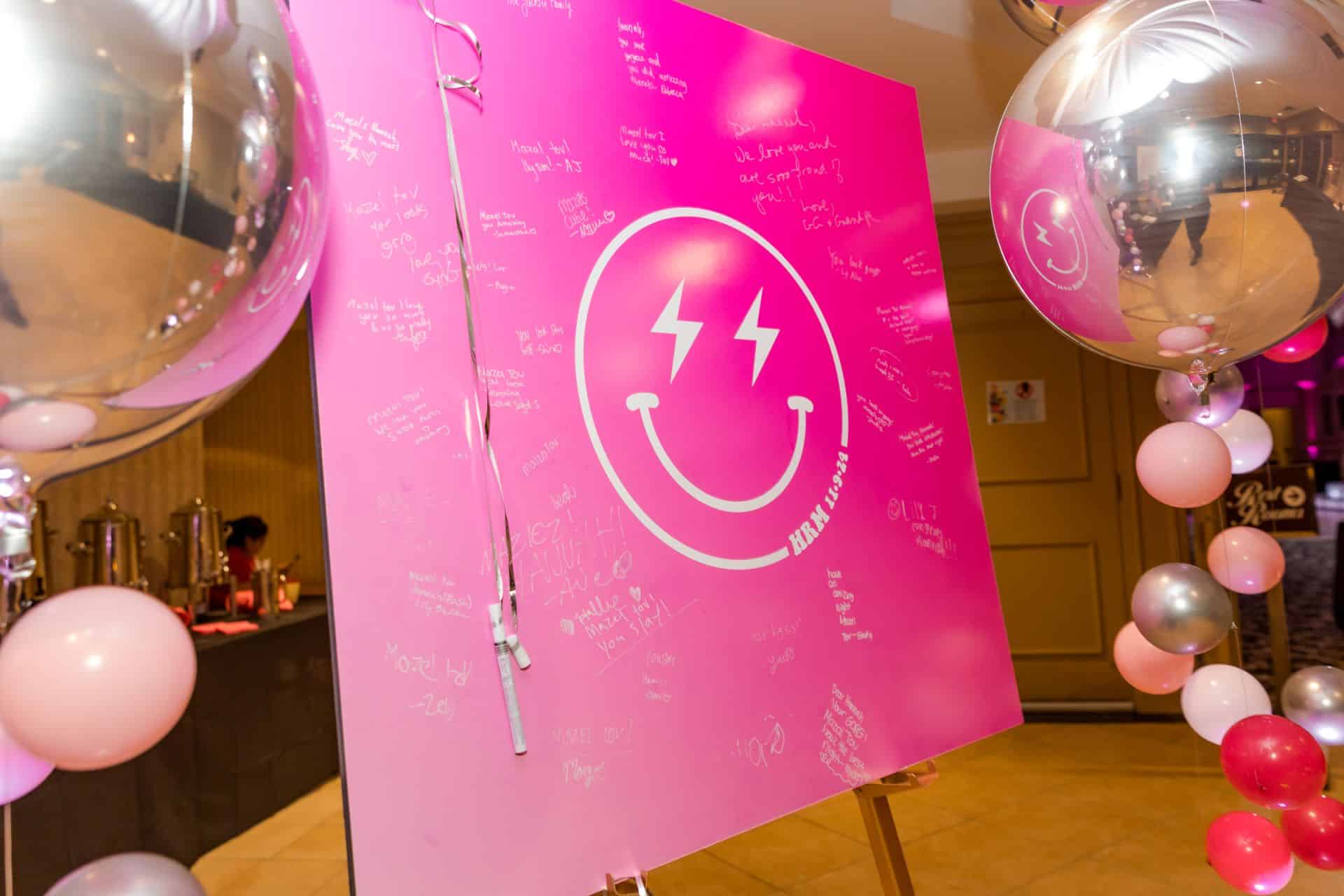 Pink Ombre Sign in Board with Custom Logo for a Bat Mitzvah