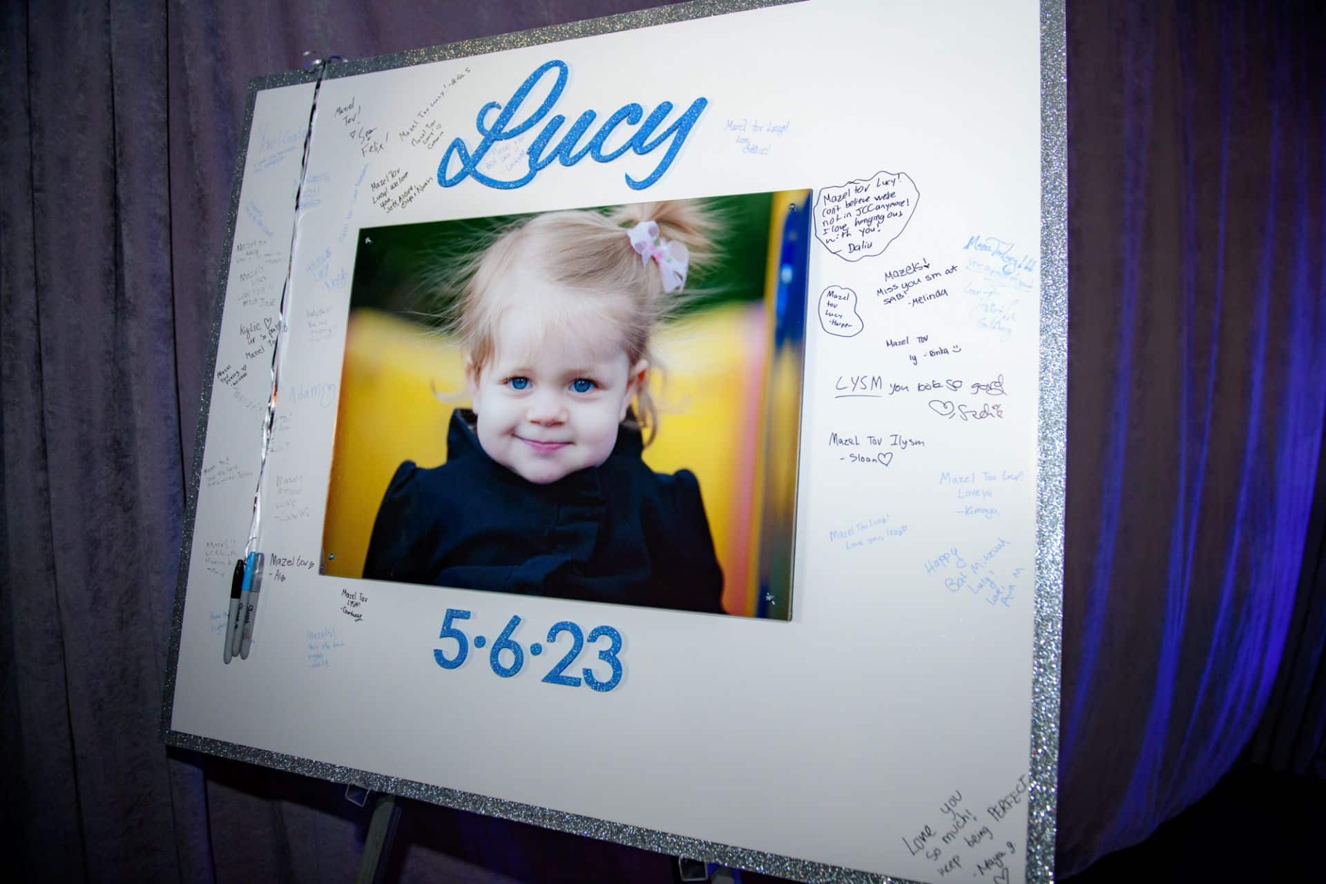 Photo Sign In Board with Custom Glitter Name and Date