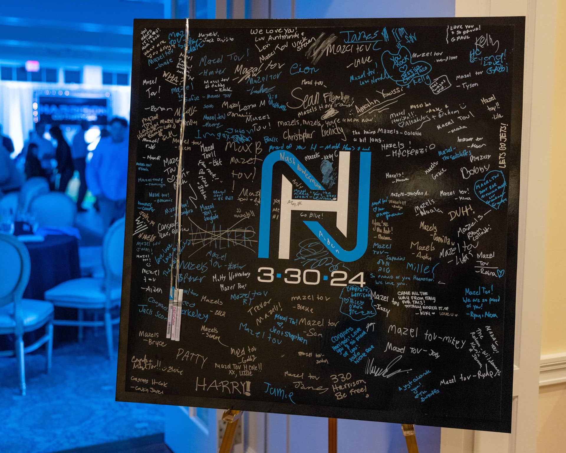 Printed Sign In Board with Custom Logo for a Bar Mitzvah at the Beach Point Club