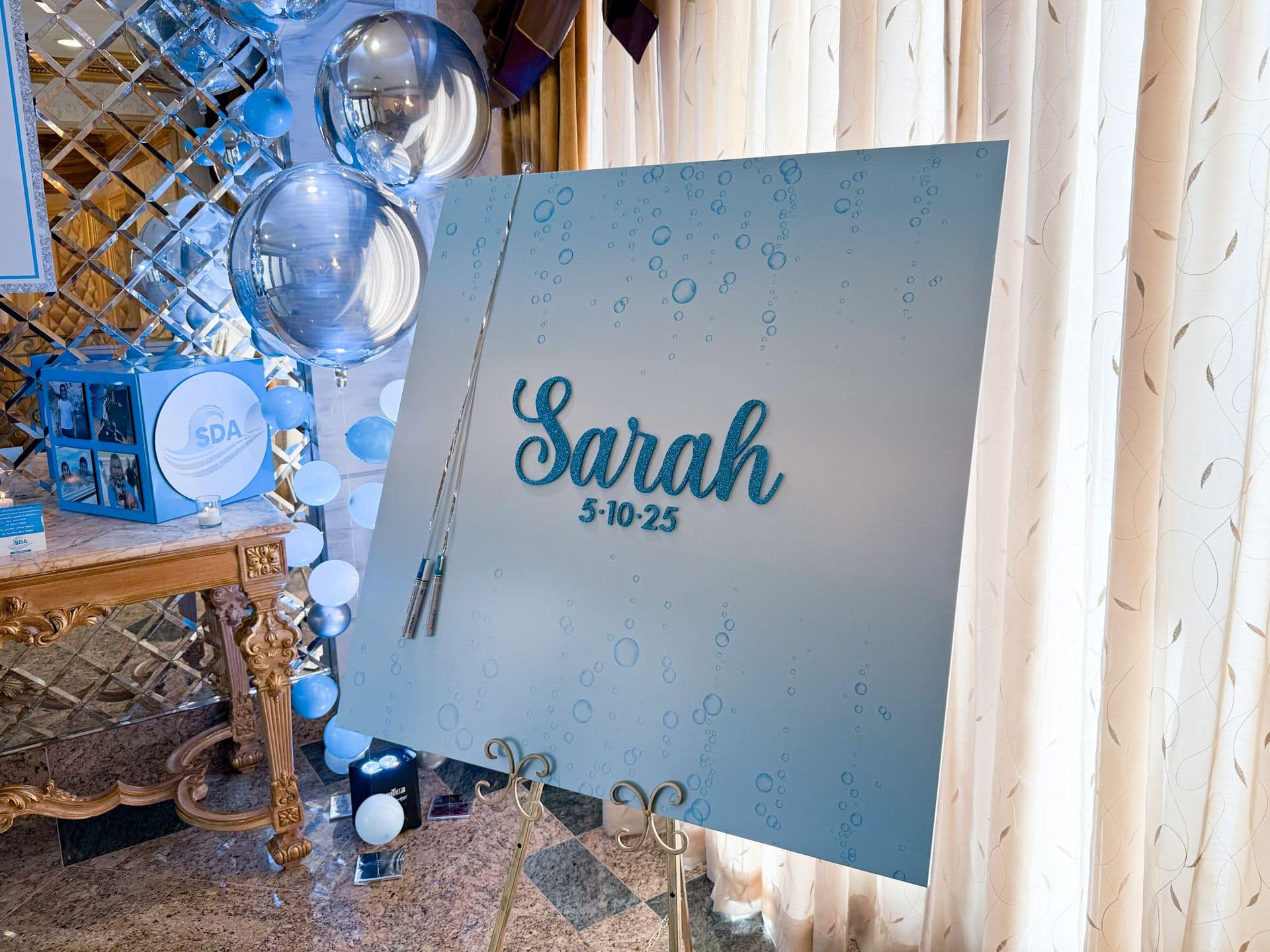 Water Theme Bat Mitzvah Sign In Board