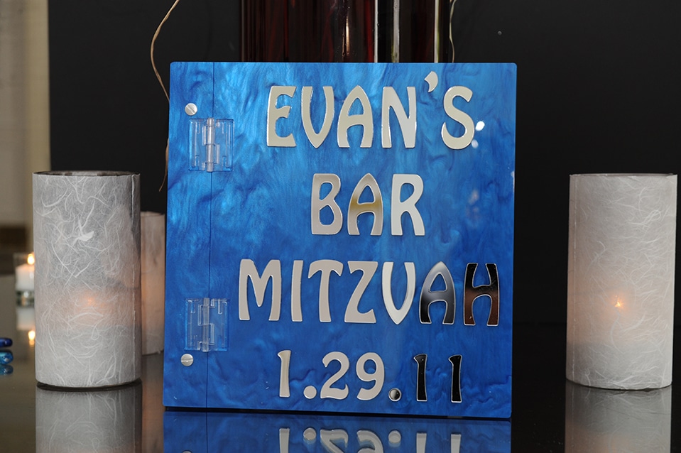 Blue Marble Sign in Book with Custom Mirror Lettering