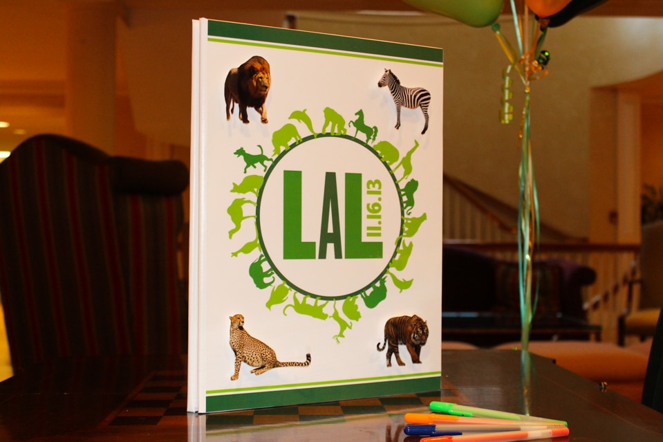 Custom Animal Themed Bar Mitzvah Sign in Book