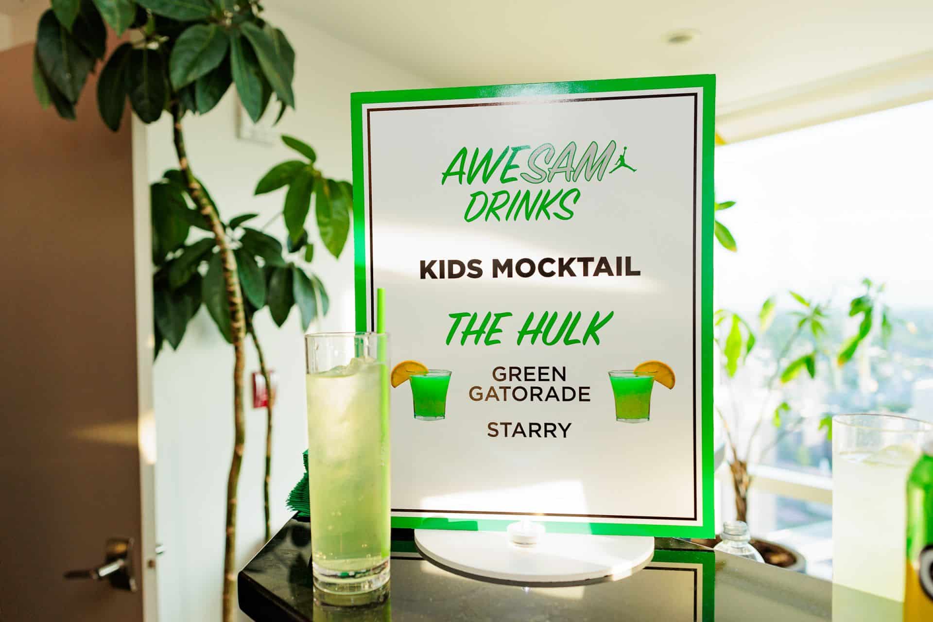 Custom Green Signature Drink Sign for Bar Mitzvah at Kanopi