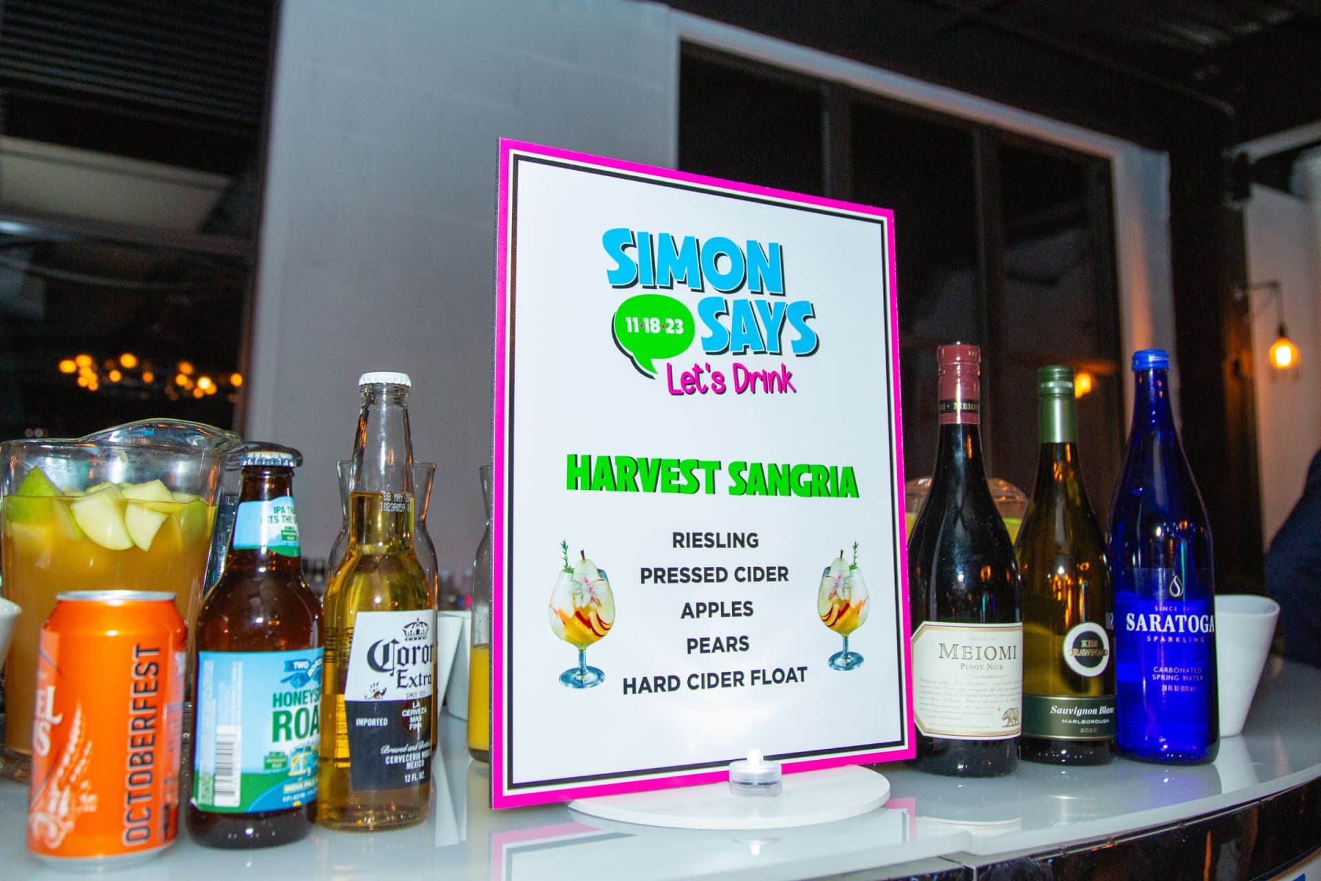 Custom Drinks Sign for Neon Themed Bar Mitzvah