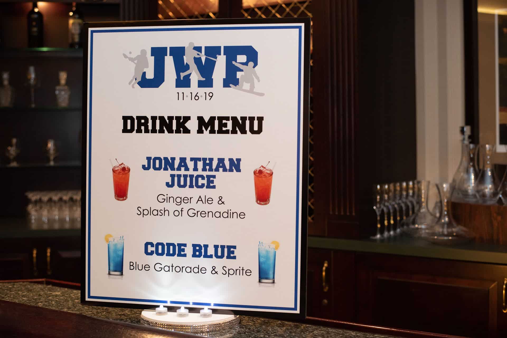Bar Mitzvah Signature Drink Sign with Custom Logo